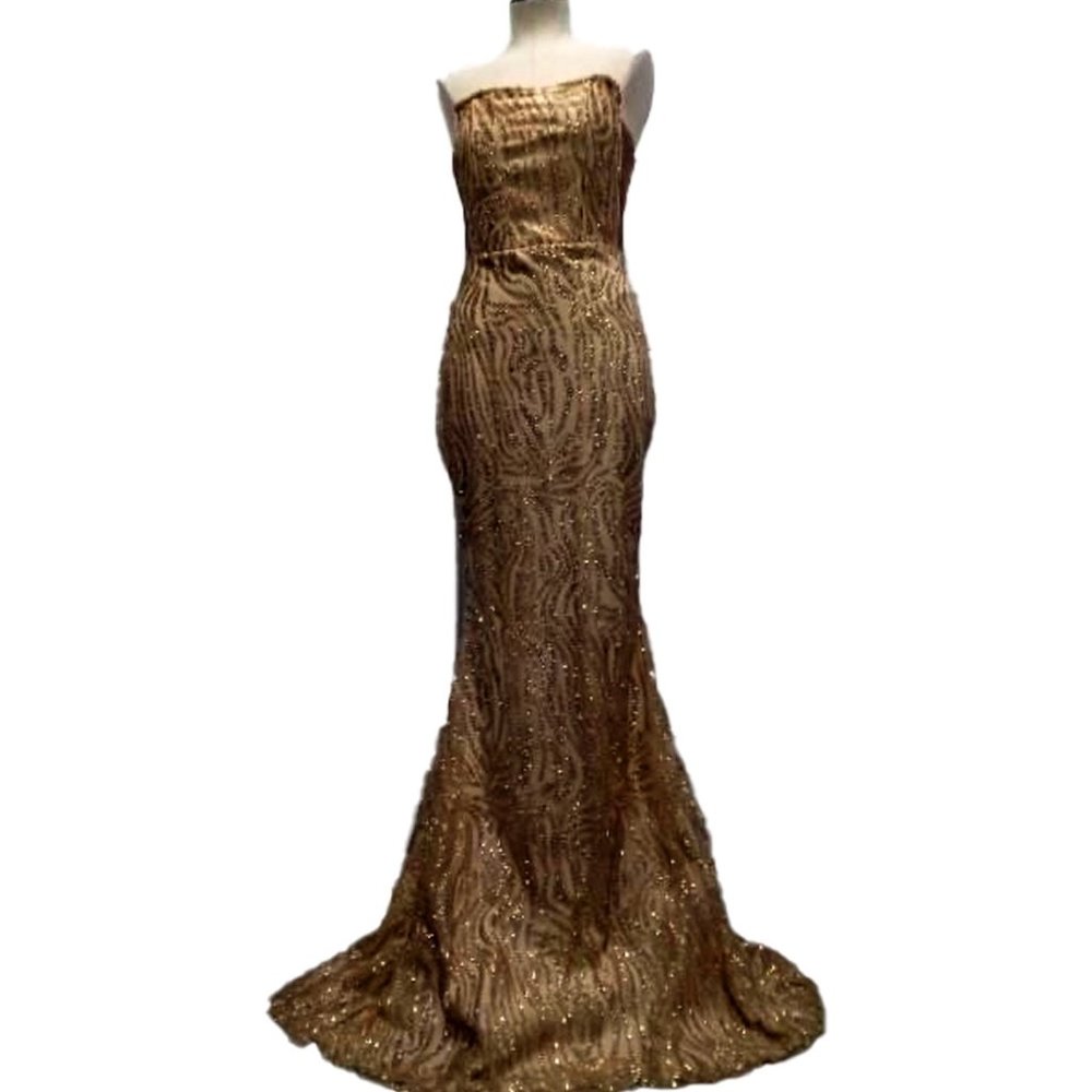 Sequin silver/patina, stretch, floor length, party dress